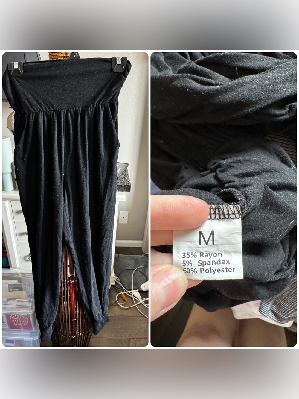 Black high waisted joggers with Elastic Waistband - Size M
